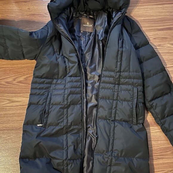 Moncler Long Full Zip Down Filled Designer Winter Paris Puffer Coat Black - Picture 1 of 2